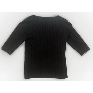 Essendi Black 78% Silk Ribbed Shirt Size L Excellent Condition Vintage
